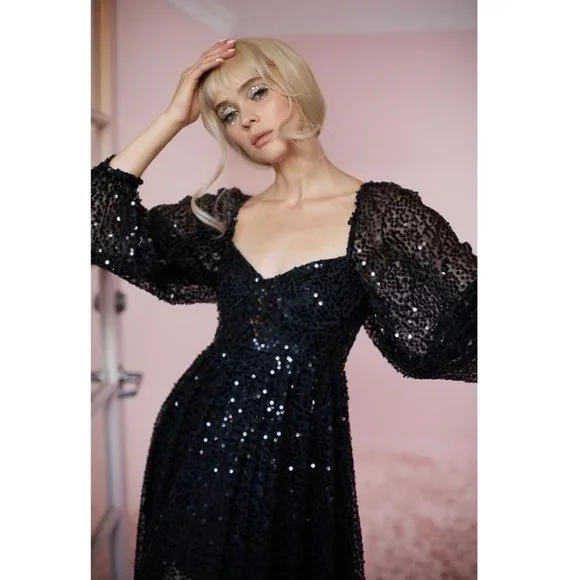 Selkie Rose Gold Sequin Princess Gown - XS / NWT - Picture 5 of 9